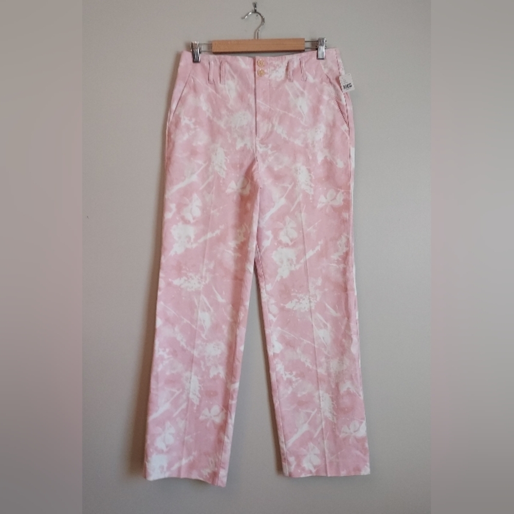 Anthropologie Jaime Pink Print Straight Pant Pants Size 8 NEW NWT - Picture 5 of 16